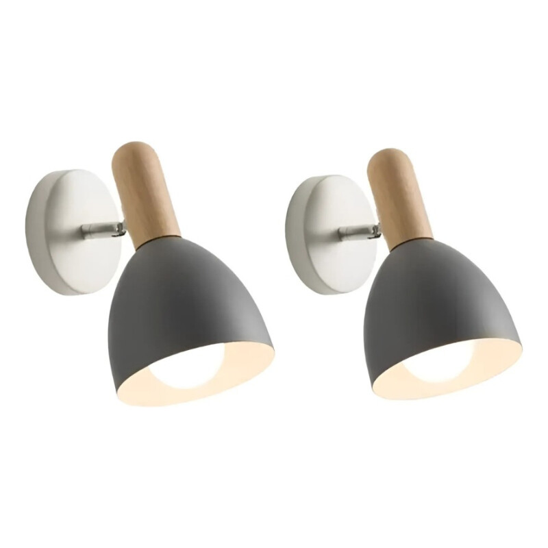 Pack X2 Aplique Gris De Pared Nordico Domo Pack X2 Aplique Gris De Pared Nordico Domo