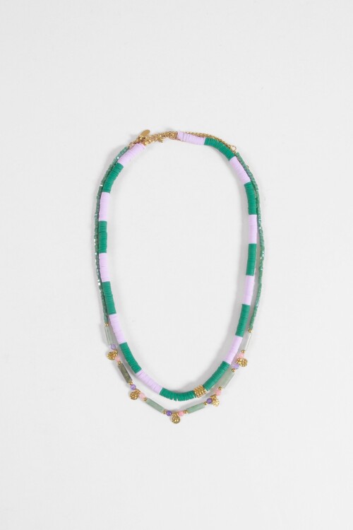 Collar doble dijes multicolor