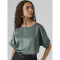 VMMERLE 2/4 O-NECK TOP WVN GA NOOS Dark Forest