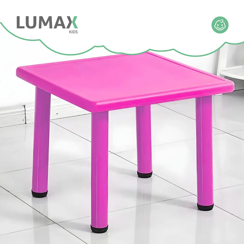 Mesa Cuadrada de Plástico y Metal para Niños 60x60cm Fucsia