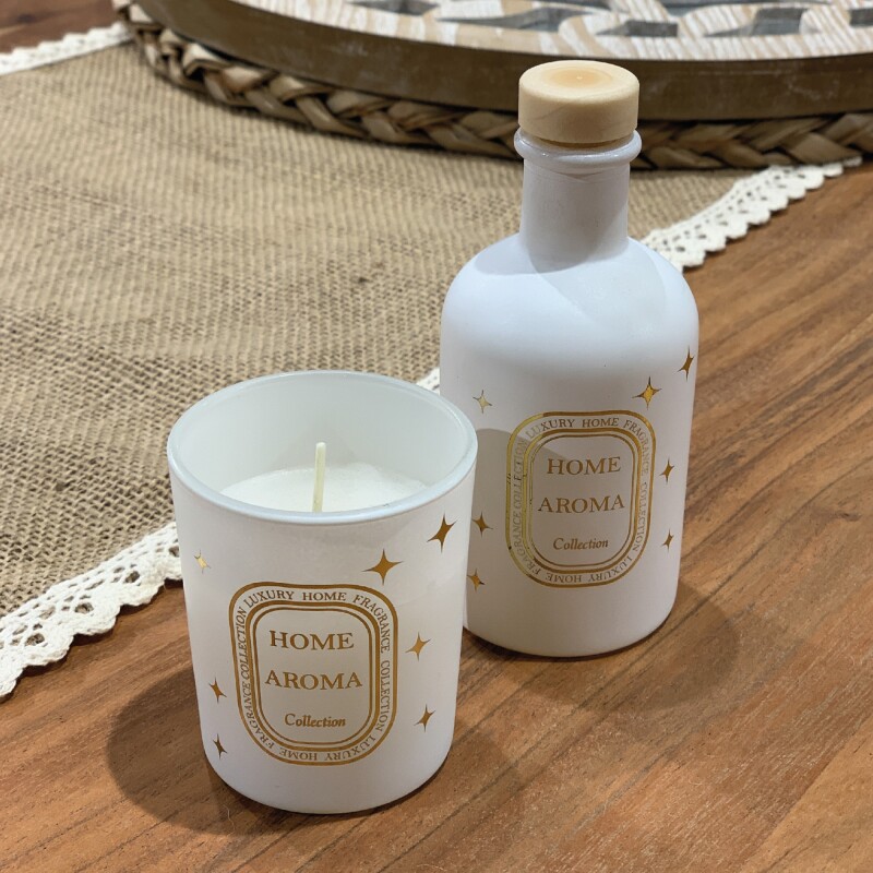 SET VELA AROMATICA 6x7CM + DIFUSOR 100ML BLANCO SET VELA AROMATICA 6x7CM + DIFUSOR 100ML BLANCO