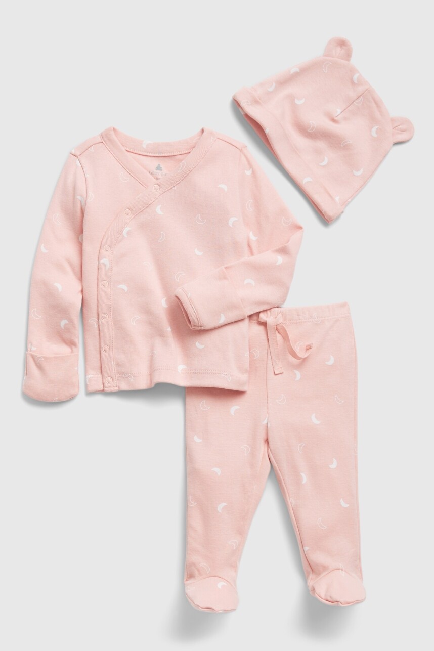 Set De Remera, Pantalón Y Gorro Bebé Pink Dust