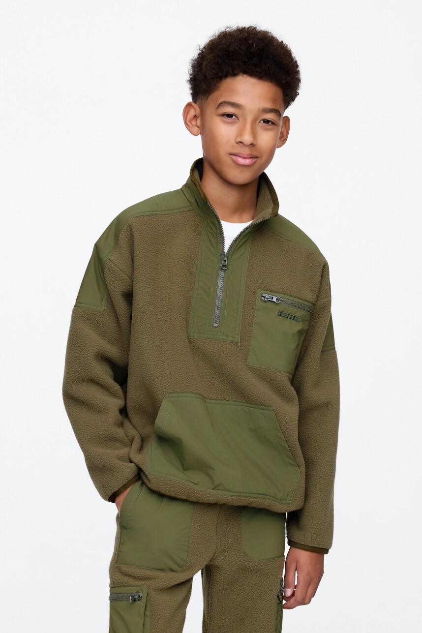 Buzo Cozy Niño Army Jacket Green