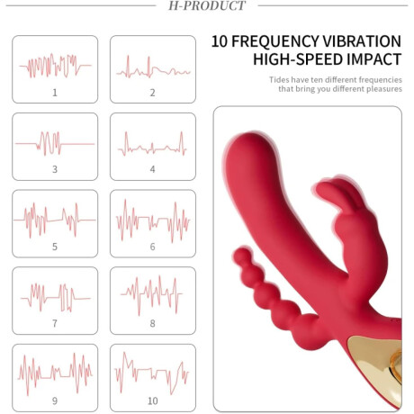 Vibrador Triple Estimulación Vagina Clítoris y Ano USB Vibrador Triple Estimulación Vagina Clítoris y Ano USB