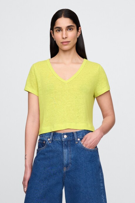 Remera Lino Crop Manga Corta Mujer Limeade 13-0645 Tcx