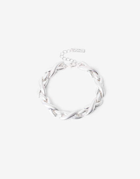 Pulseras Flexibles Metal Pulsera Metal Trenzada - Plateado Plata Cepillada Mate