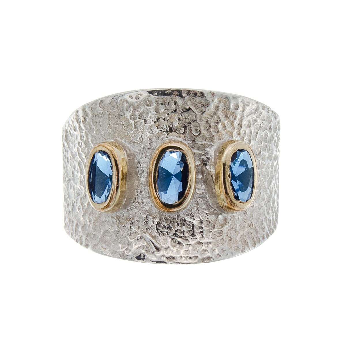 Anillo de plata 925, double en oro 18 ktes y circonias. 