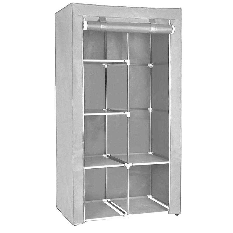 Ropero de 6 Estantes Desmontable de Caño y Tela TNT 105x45x175 Gris claro