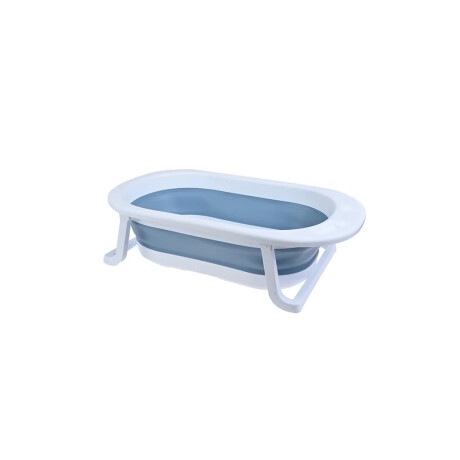Bañera P/Bebé Pleg C/Soporte, Drenaje y Base Antideslizante Celeste