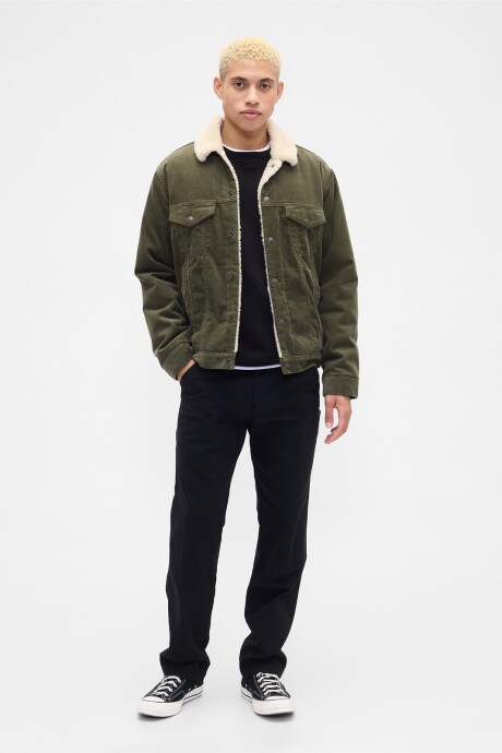 Campera De Jean Con Corderito Hombre Olive Night