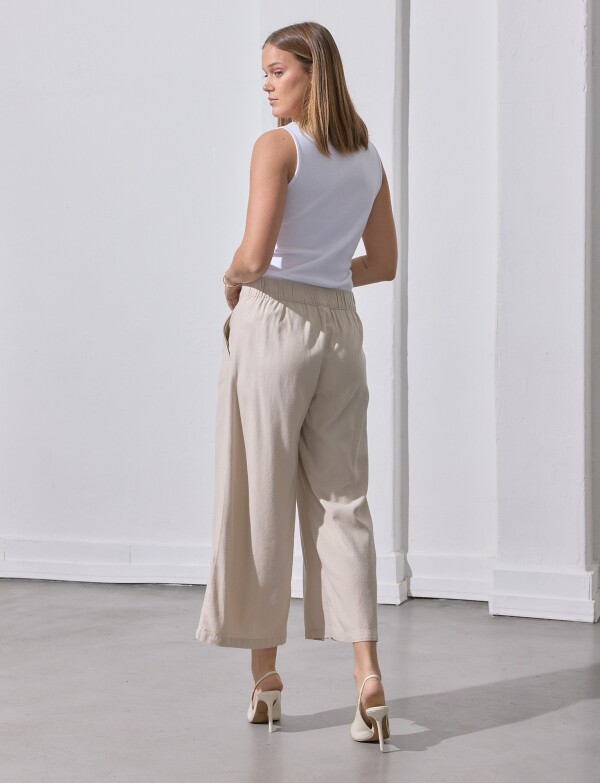 Pantalon Lino Crop BEIGE