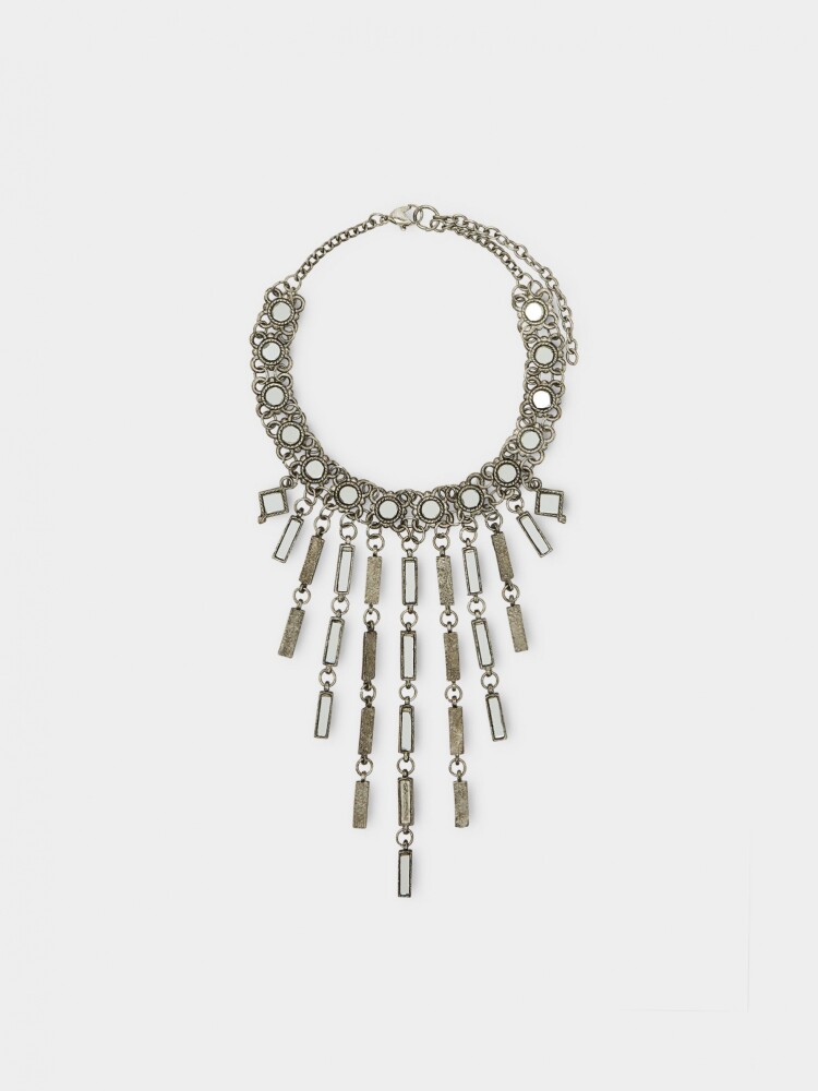 Collar Corto Con Colgantes De Barras Espejo plateado
