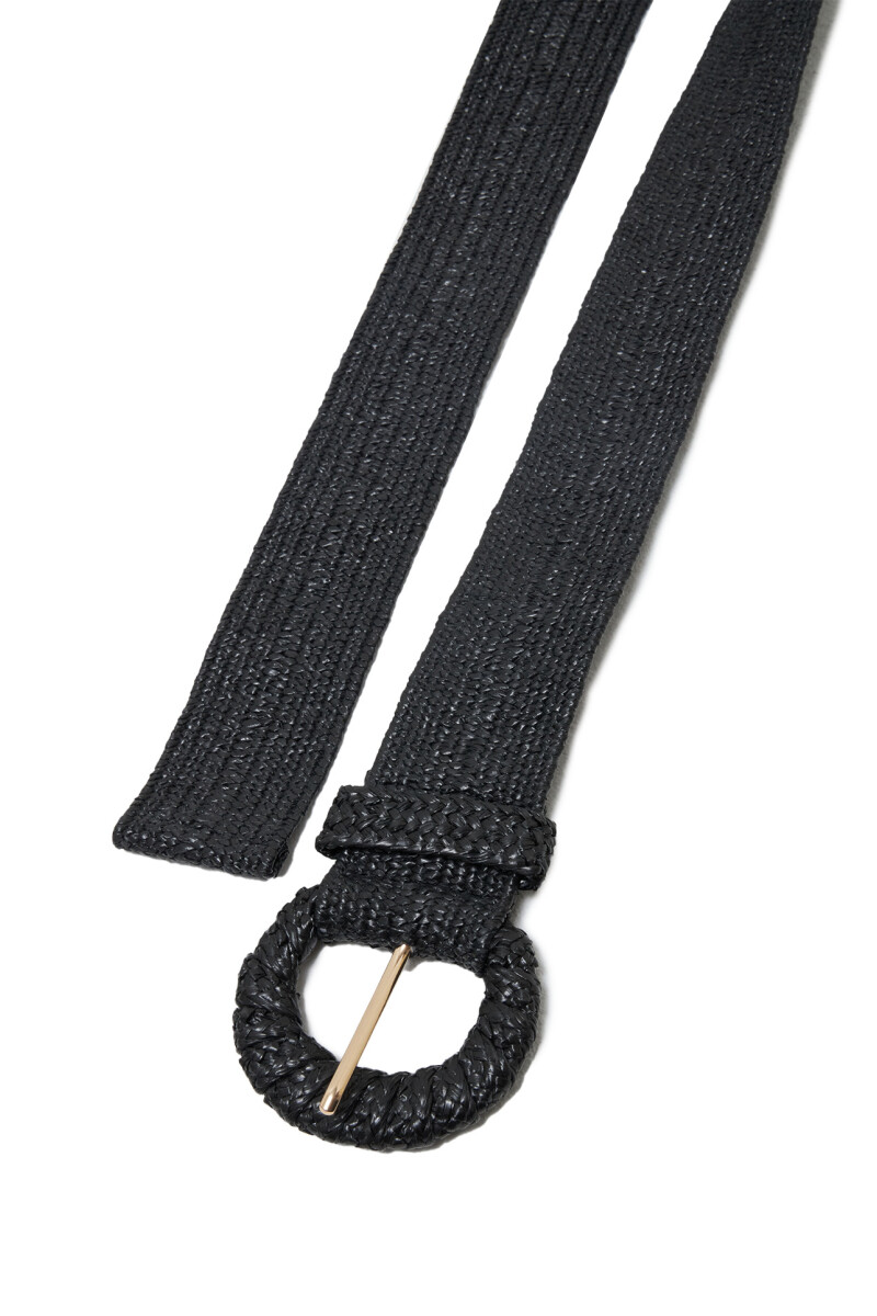 Cinturón elástico con hebilla forrada negro