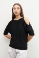 Sweater lurex hombros descubiertos negro