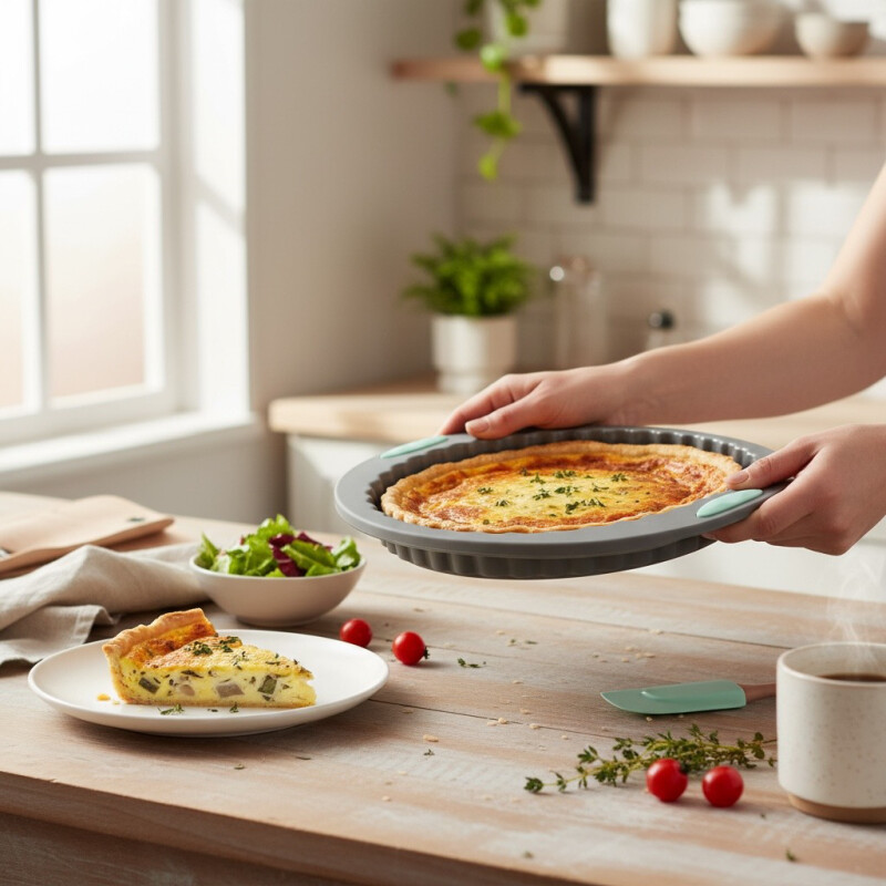 Bandeja Molde Redondo de Silicona 30.5*27*3 Gris