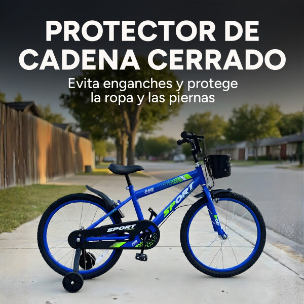 Bicicleta Infantil Sport Rod 20 Canasto Guardabarro Rueditas Azul 1