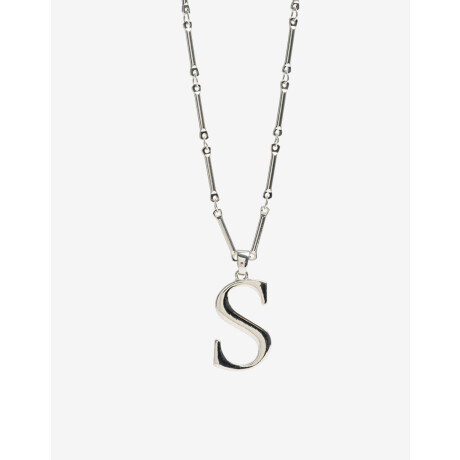 Collar Largo Inicial S Plateado Rodio