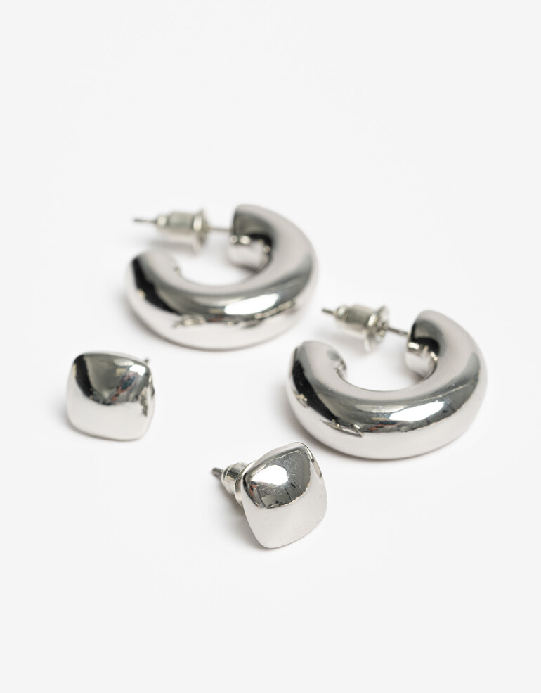 Aros Sets Metal Set De Aros Metal Bold - Plateado Rodio