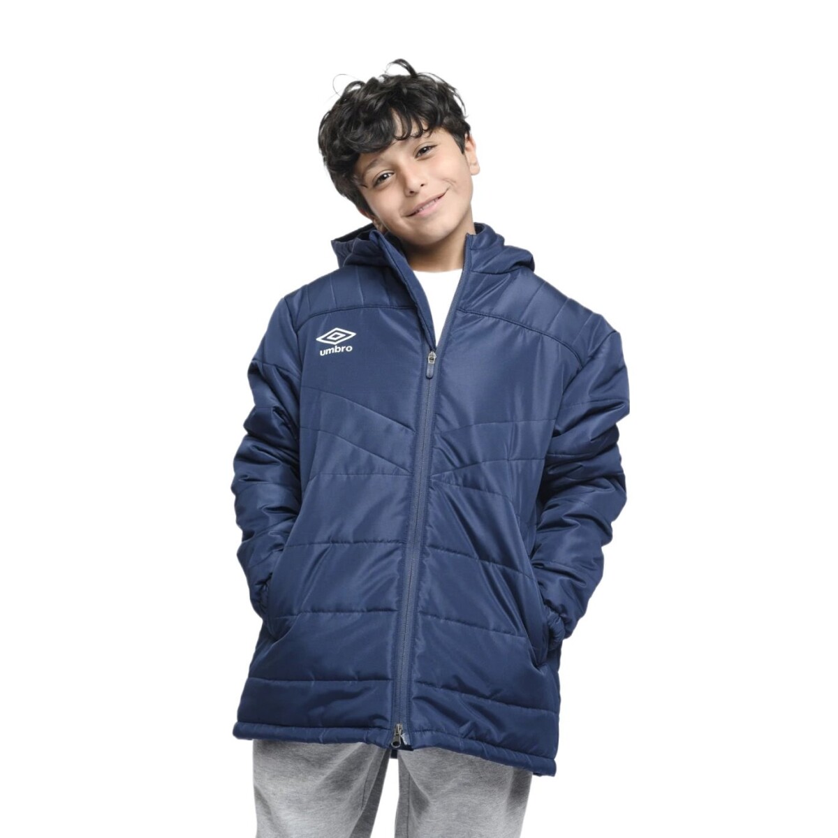 Parka Infantil Umbro New Classic Kids - Azul Marino - Blanco 