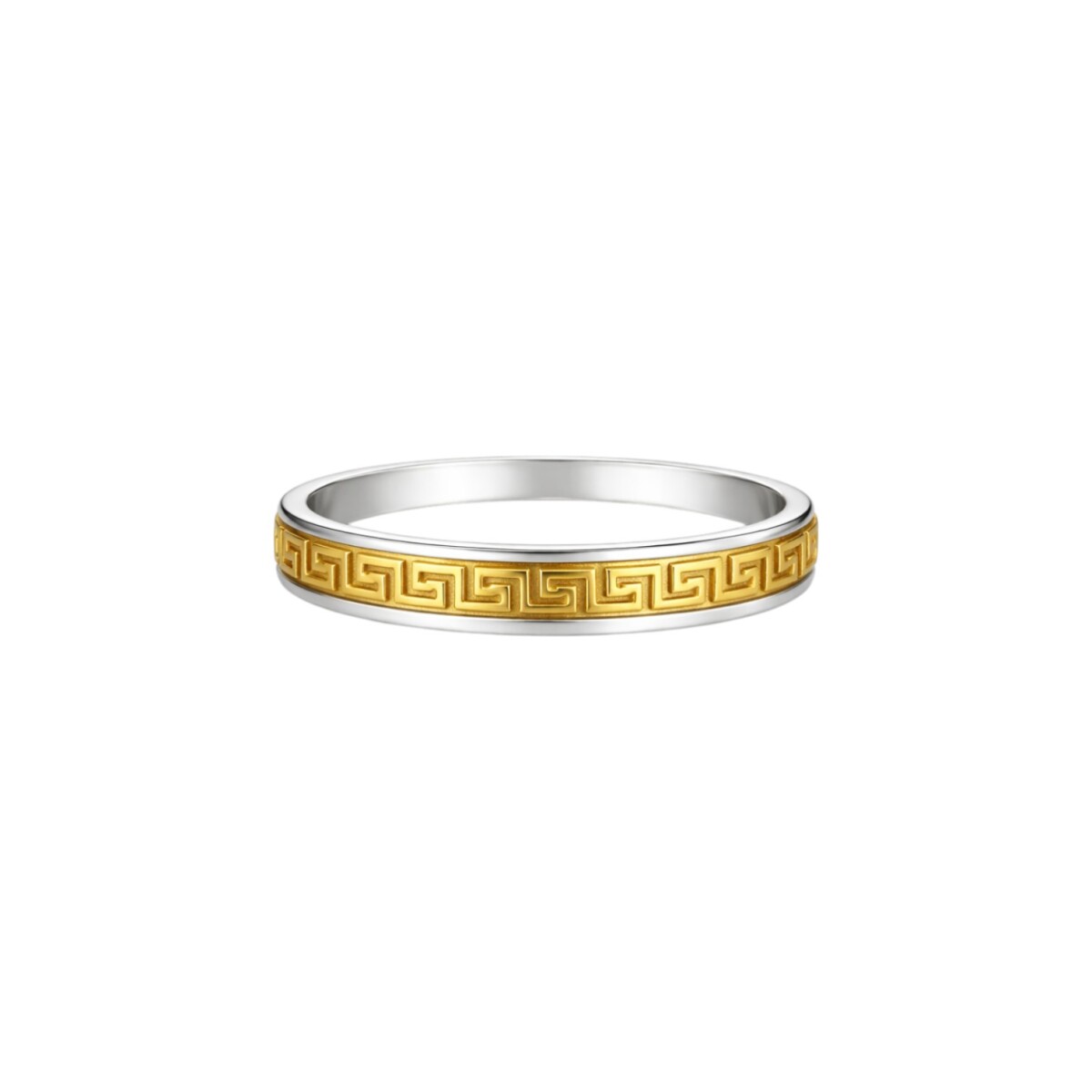 Anillo cinta griega - Plata y Oro - sin piedra - AN5995 - sinpiedra 