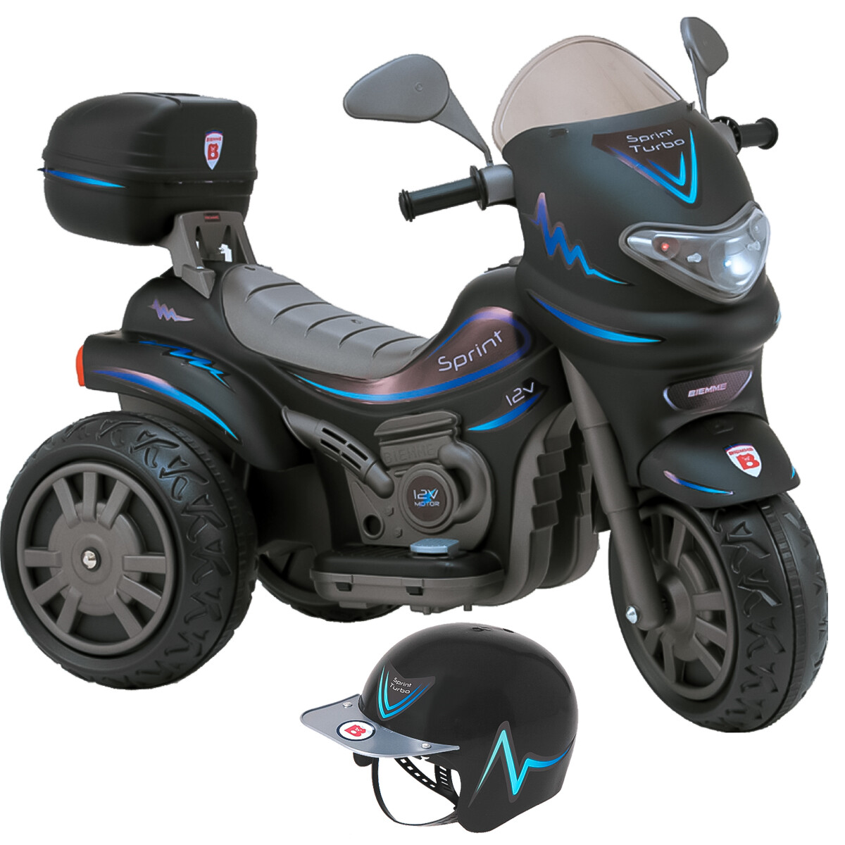 Moto A Batería Con Reversa Luces Y Sonido + Casco - Bie000677 