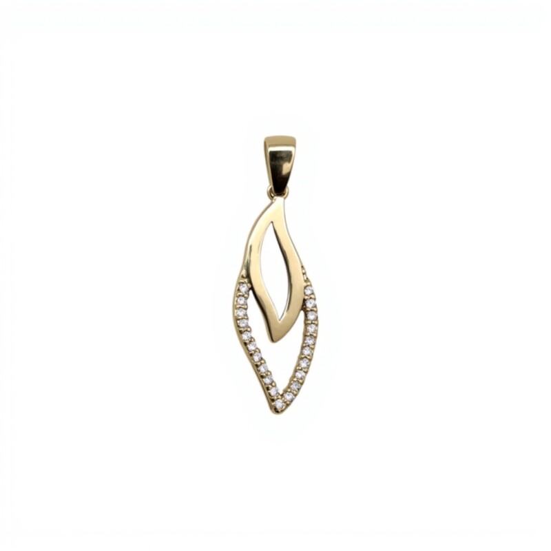 Dije Hoja- Oro Bajo 375 - Zirconia- CP8800 conpiedra