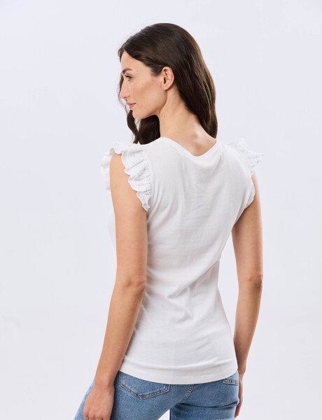 REMERA DE ALGODÓN CON BRODERIE Blanco