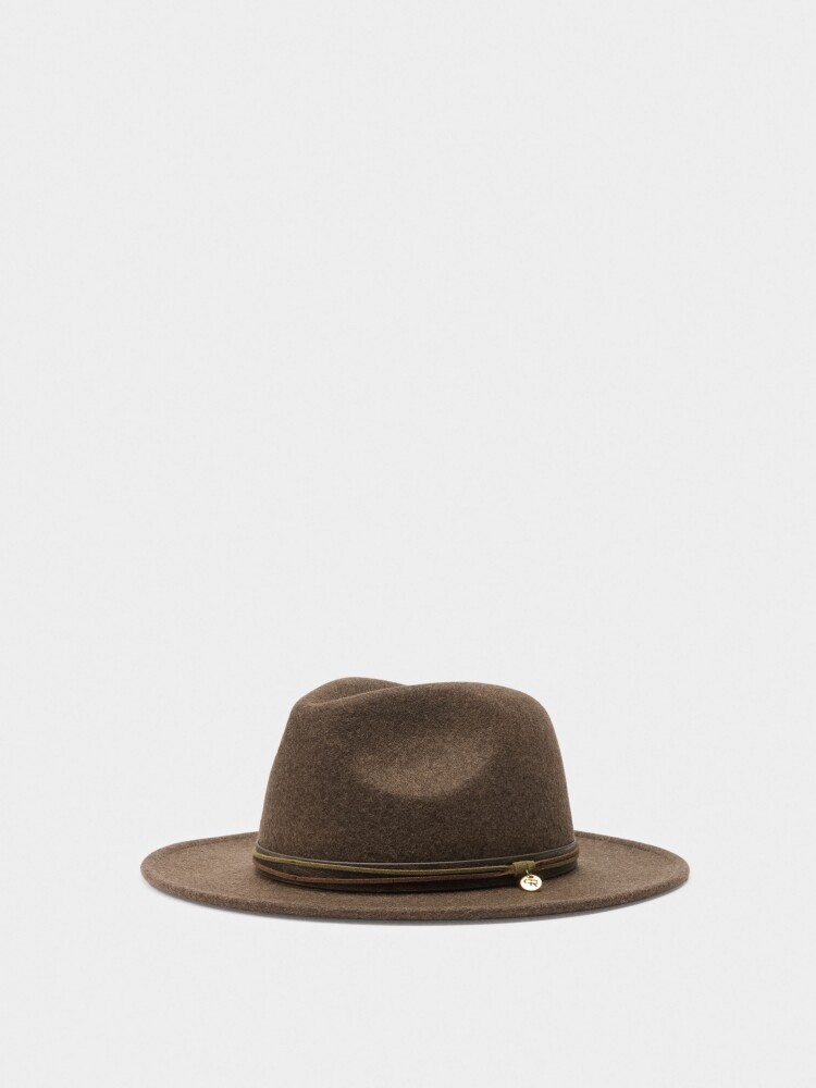 Sombrero De Lana Con Cintas marron