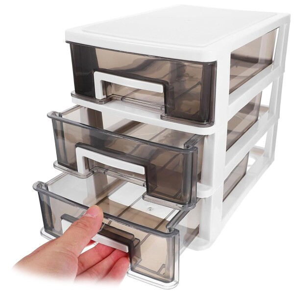 Organizador Plastico 3 Cajones Niveles Multiuso Baño Oficina Color Variante Blanco