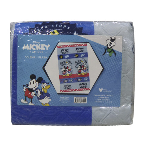 Colcha Infantil Mickey y Minnie 1 Plaza 100% Microfibra Mickey Gris