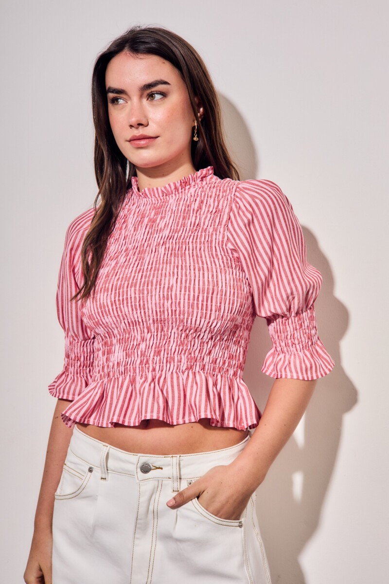 Blusa Rayada Rosa
