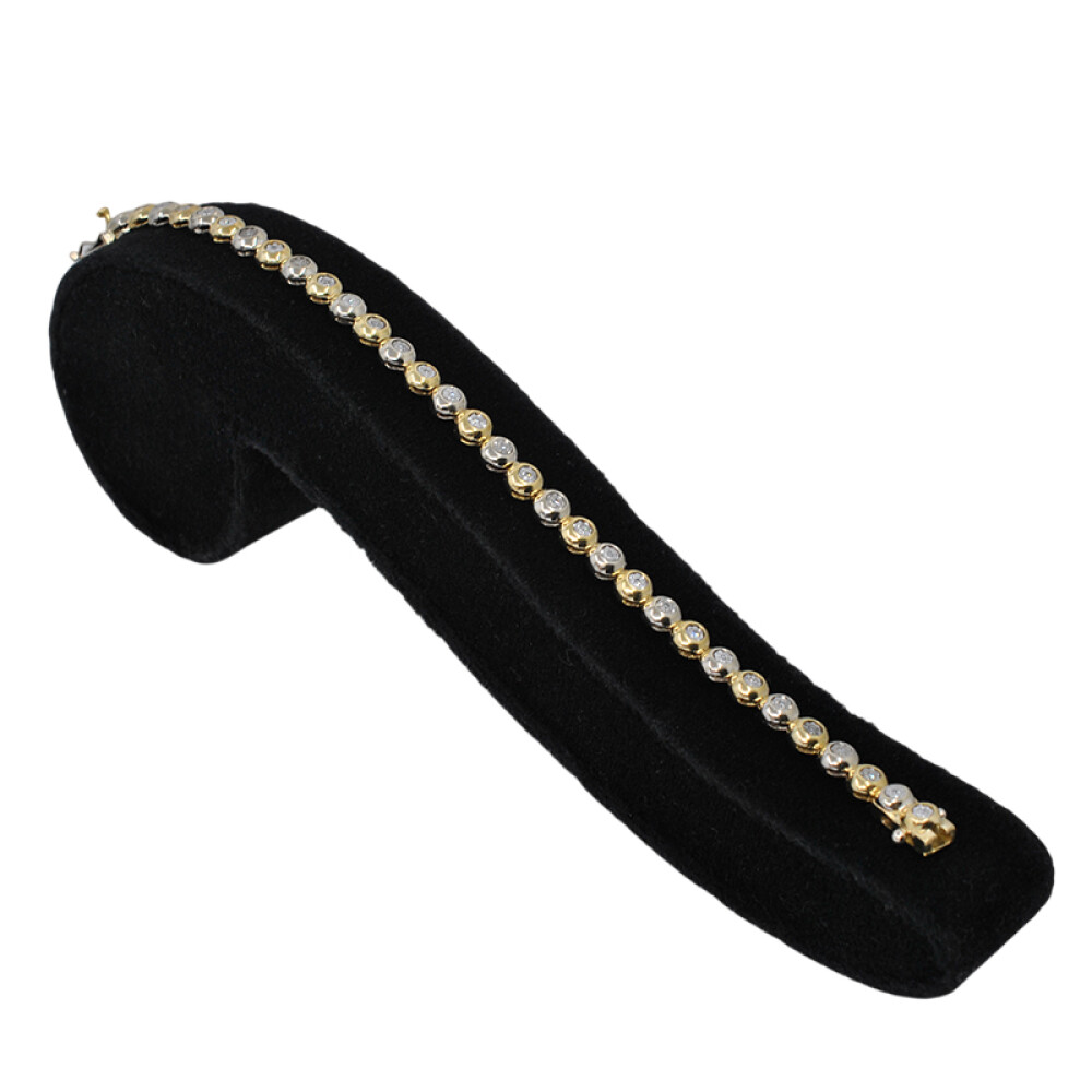 Pulsera en oro 18k de 2 colores y brillantes Pulsera en oro 18k de 2 colores y brillantes