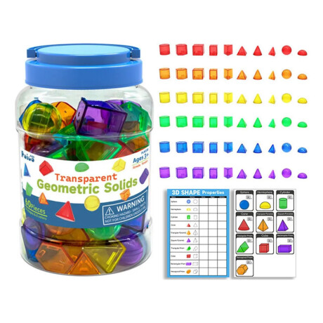 Figuras Traslucidas en pote Figuras Geometricas 60 Piezas