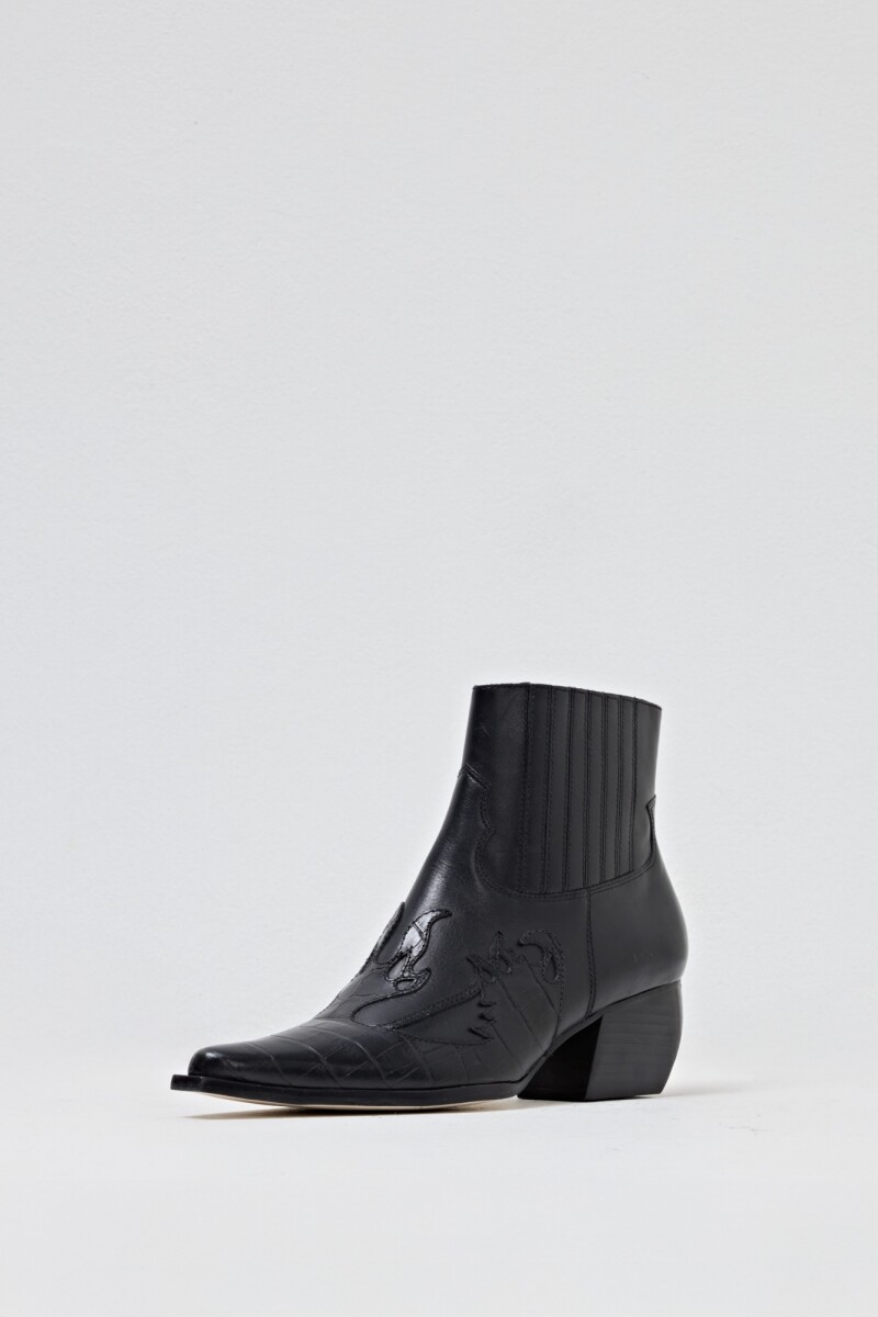 Bota de cuero Texi croco negro