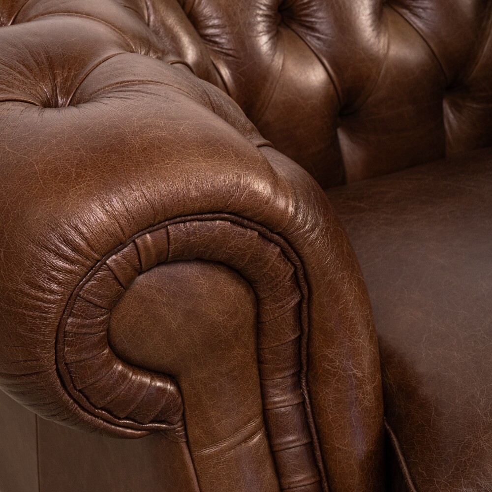 BUTACA 1 CUERPO CUERO-100-NATURAL MARRON NEW CHESTERFIELD CHOC.