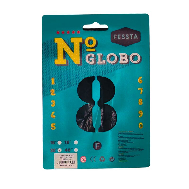 Globo Número Fessta 32" Negro OCHO