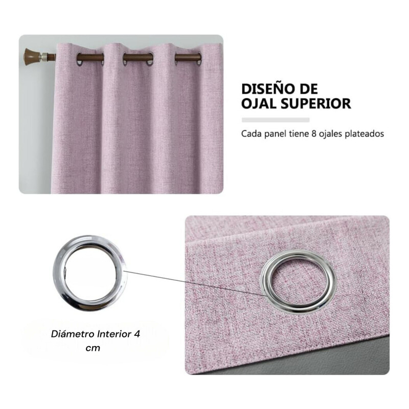 Cortina 2 Paños 106 X160 Cm Textura Lino Violeta