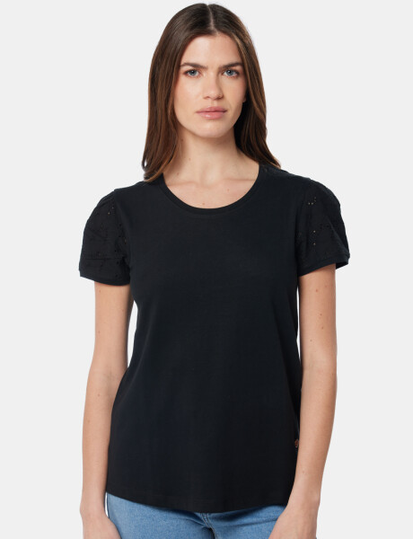 REMERA BRODERIE LISA Negro