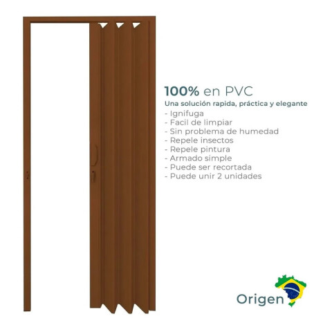 Puerta plegable en PVC Altura 210cm Ancho 84cm Marrón