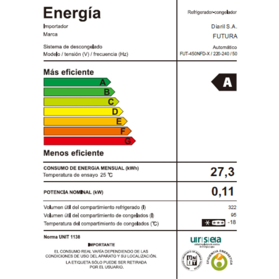 Refrigerador Futura frío seco ac.inox FUT-450NFD-X Refrigerador Futura frío seco ac.inox FUT-450NFD-X