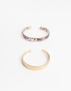 Pulseras Rígidas Sets Color Pulsera Rígida Set Metal Y Acrílico - Dorado