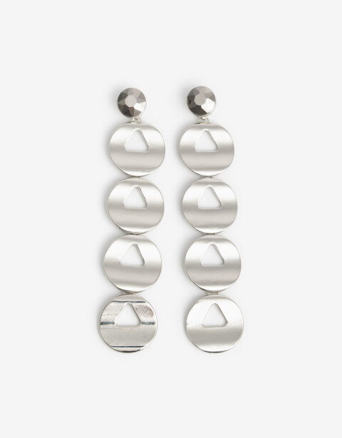 Aros Colgantes Largos Strass Aros Colgantes Largos Piezas Metal - Plateado Rodio