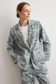 Blazer de jean estampa paisley azul marino