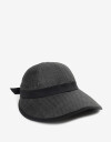 Sombreros Playa Visera Negra Con Moño Trasero - Negro