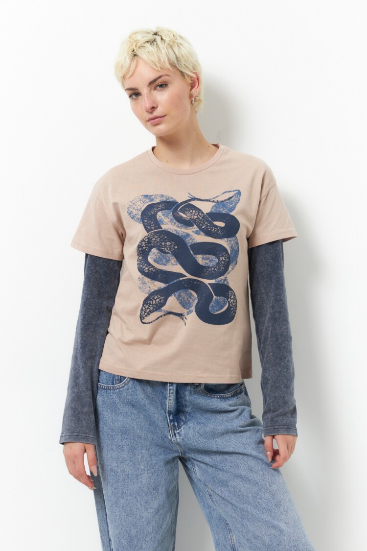 REMERA REPTILE Beige