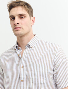 012635 CAMISA HARRINGTON LABEL Blanco/tostado