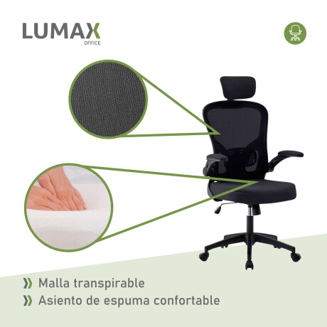 Silla Oficina Tyne Ergonomica Giratoria con Apoyacabezas Negro