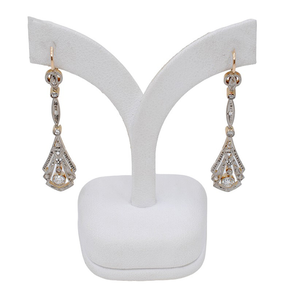 Caravanas Antiguas En Oro 18K, Brillantes Y Diamantes Caravanas Antiguas En Oro 18K, Brillantes Y Diamantes