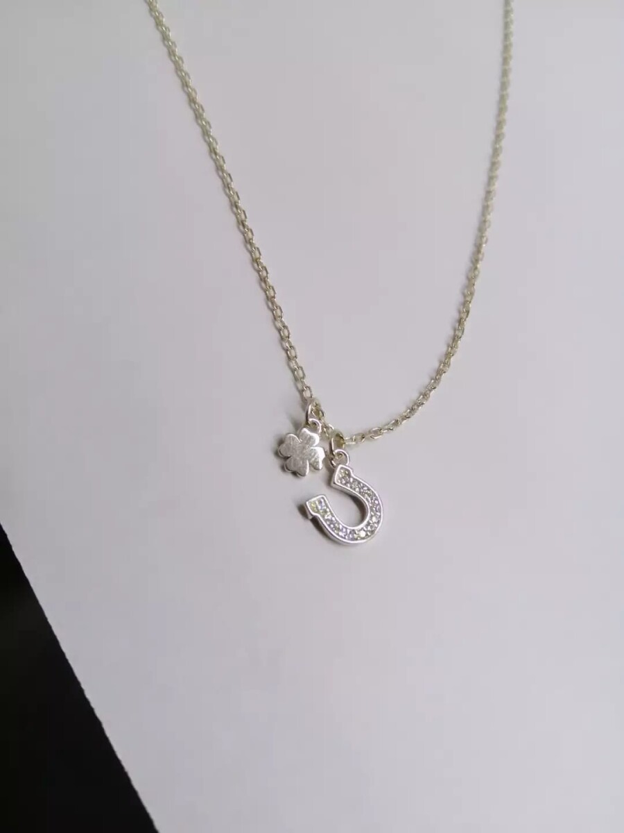 Cadena y colgante herradura y trébol 