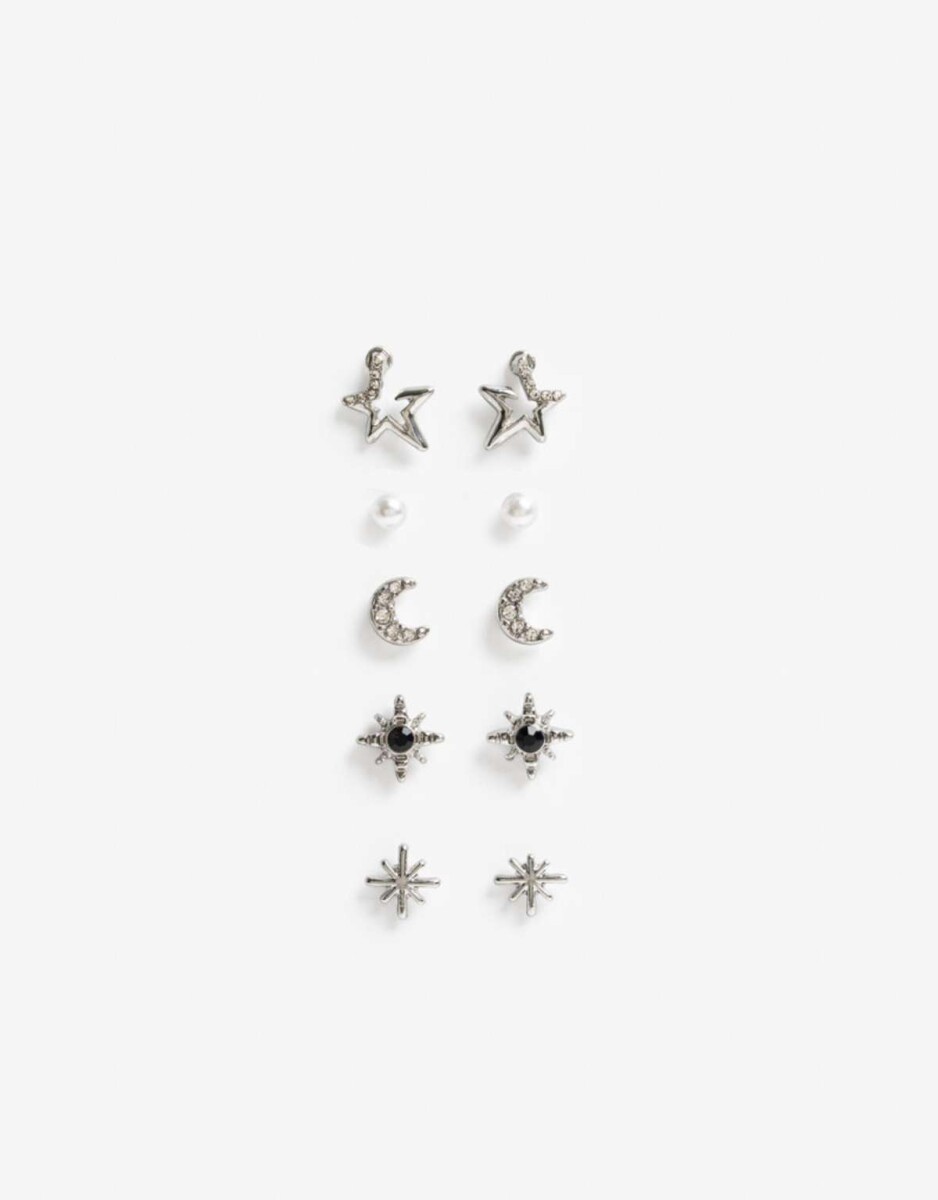 Aros Set Metal - Plateado Rodio 